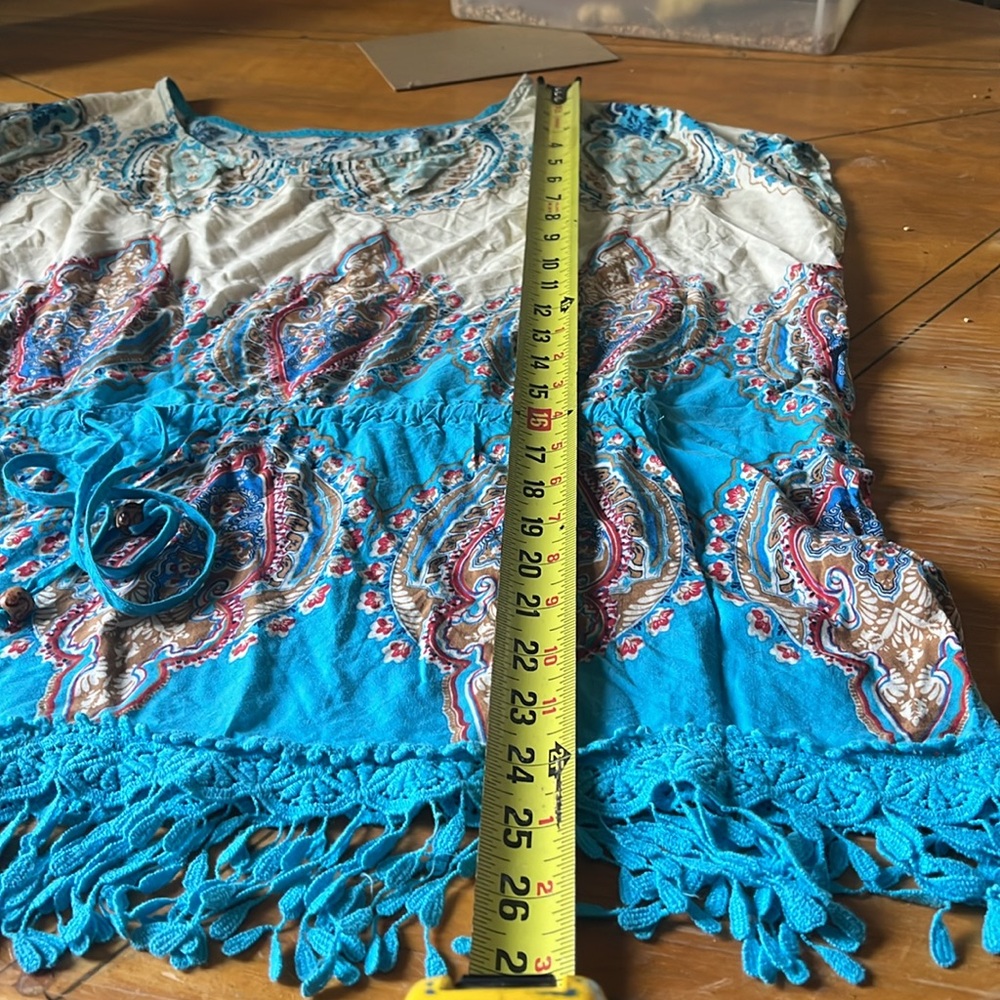 Turquoise Draw String Shirt - Picture 8 of 9